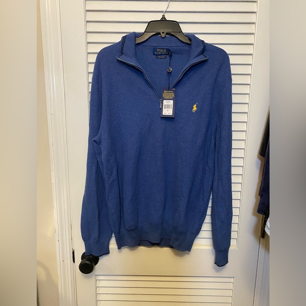Ralph Lauren Men's Blue Zip-Up Sweater